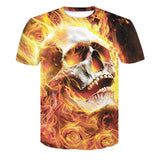 Summer Skull Poker Printing Men Short Sleeve T-shirt