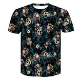 Summer Skull Poker Printing Men Short Sleeve T-shirt
