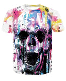 Summer Skull Poker Printing Men Short Sleeve T-shirt