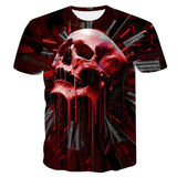 Summer Skull Poker Printing Men Short Sleeve T-shirt