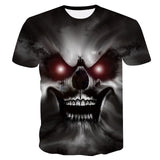 Summer Skull Poker Printing Men Short Sleeve T-shirt
