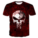 Summer Skull Poker Printing Men Short Sleeve T-shirt