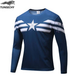 High Quality NEW 2019 Marvel Captain America 2 costume Super Hero jersey T shirt Men USA cosplay clothing long sleeves
