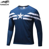 High Quality NEW 2019 Marvel Captain America 2 costume Super Hero jersey T shirt Men USA cosplay clothing long sleeves