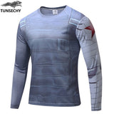 High Quality NEW 2019 Marvel Captain America 2 costume Super Hero jersey T shirt Men USA cosplay clothing long sleeves