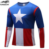 High Quality NEW 2019 Marvel Captain America 2 costume Super Hero jersey T shirt Men USA cosplay clothing long sleeves
