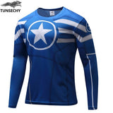 High Quality NEW 2019 Marvel Captain America 2 costume Super Hero jersey T shirt Men USA cosplay clothing long sleeves