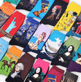 Autumn and winter men's socks new personality art retro world famous painting series men's socks oil painting socks
