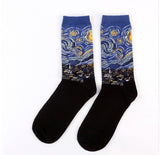 Autumn and winter men's socks new personality art retro world famous painting series men's socks oil painting socks
