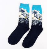 Autumn and winter men's socks new personality art retro world famous painting series men's socks oil painting socks