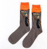 Autumn and winter men's socks new personality art retro world famous painting series men's socks oil painting socks