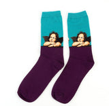 Autumn and winter men's socks new personality art retro world famous painting series men's socks oil painting socks