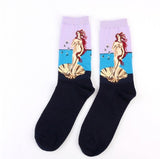 Autumn and winter men's socks new personality art retro world famous painting series men's socks oil painting socks