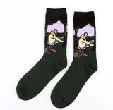 Autumn and winter men's socks new personality art retro world famous painting series men's socks oil painting socks