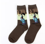 Autumn and winter men's socks new personality art retro world famous painting series men's socks oil painting socks