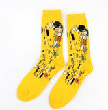 Autumn and winter men's socks new personality art retro world famous painting series men's socks oil painting socks