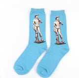 Autumn and winter men's socks new personality art retro world famous painting series men's socks oil painting socks