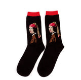 Autumn and winter men's socks new personality art retro world famous painting series men's socks oil painting socks