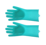 Silicone Cleaning Brush Scrubber Gloves Heat Resistant, Great for Dish wash, Cleaning, Pet hair care (Mint)