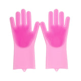 Silicone Cleaning Brush Scrubber Gloves Heat Resistant, Great for Dish wash, Cleaning, Pet hair care (Mint)