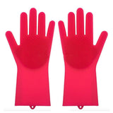 Silicone Cleaning Brush Scrubber Gloves Heat Resistant, Great for Dish wash, Cleaning, Pet hair care (Mint)