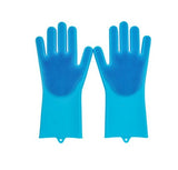 Silicone Cleaning Brush Scrubber Gloves Heat Resistant, Great for Dish wash, Cleaning, Pet hair care (Mint)