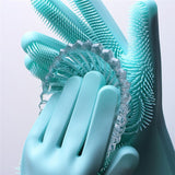 1 Pair Magic Silicone Rubbe Dish Washing Gloves Eco-Friendly Scrubber Cleaning For Multipurpose Kitchen Bed Bathroom Hair Care