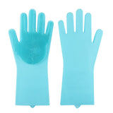 1 Pair Magic Silicone Rubbe Dish Washing Gloves Eco-Friendly Scrubber Cleaning For Multipurpose Kitchen Bed Bathroom Hair Care