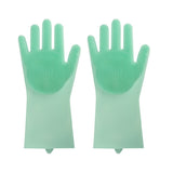 1 Pair Magic Silicone Rubbe Dish Washing Gloves Eco-Friendly Scrubber Cleaning For Multipurpose Kitchen Bed Bathroom Hair Care