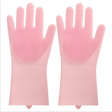 1 Pair Magic Silicone Rubbe Dish Washing Gloves Eco-Friendly Scrubber Cleaning For Multipurpose Kitchen Bed Bathroom Hair Care