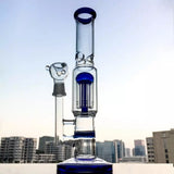 Glass Water Smoking Pipe 12in Height Percolator Pipes Honeycomb Disk Bong With Arm Tree Perc Vase