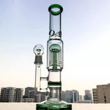 Glass Water Smoking Pipe 12in Height Percolator Pipes Honeycomb Disk Bong With Arm Tree Perc Vase