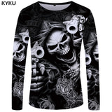 Skull Long sleeve Gun Clothes Punk  Tshirt