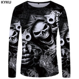 Skull Long sleeve Gun Clothes Punk  Tshirt