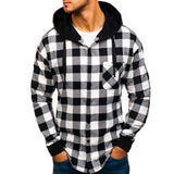 Men Autumn Winter Pullover Plaid Top  Hooded  Sweatshirt Outwear Blouse