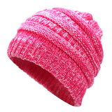 Ponytail Beanie Hat Winter Skullies Beanies Warm Caps Female Knitted Stylish Hats For Ladies Fashion