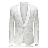 2018 Blazer Slim Fit Masculino Abiti Uomo Botton Wedding Prom Blazers Single button White For Men Stylish Suit Jacket 4XL EM061