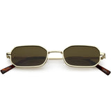 Extreme Small Thick Metal Rounded Rectangle Sunglasses Neutral Colored Lens 48mm (Gold / Brown)