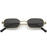 Extreme Small Thick Metal Rounded Rectangle Sunglasses Neutral Colored Lens 48mm (Gold / Brown)