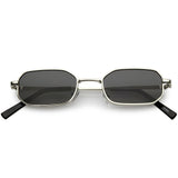 Extreme Small Thick Metal Rounded Rectangle Sunglasses Neutral Colored Lens 48mm (Gold / Brown)