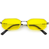 Small Rimless Rectangle Sunglasses Color Tinted Lens 53mm (Silver / Red)