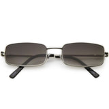 Classic Small Metal Rectangle Sunglasses Neutral Colored Flat Lens 54mm (Gold / Amber)