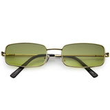 Classic Small Metal Rectangle Sunglasses Neutral Colored Flat Lens 54mm (Gold / Amber)
