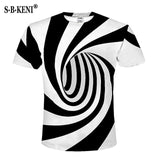 3d Whirlpool Print Funny Summer Top Hip Hop Street wear T-Shirt