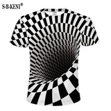 3d Whirlpool Print Funny Summer Top Hip Hop Street wear T-Shirt