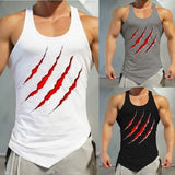 Men Fitness Muscle Print Sleeveless Bodybuilding Tight-drying Vest Tops Blouses