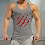 Men Fitness Muscle Print Sleeveless Bodybuilding Tight-drying Vest Tops Blouses
