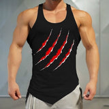 Men Fitness Muscle Print Sleeveless Bodybuilding Tight-drying Vest Tops Blouses