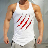 Men Fitness Muscle Print Sleeveless Bodybuilding Tight-drying Vest Tops Blouses