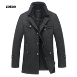Dropshipping ZOEQO New Winter Wool Coat Slim Fit Jackets Mens Casual Warm Outerwear Jacket and coat Men Pea Coat Size M-4XL